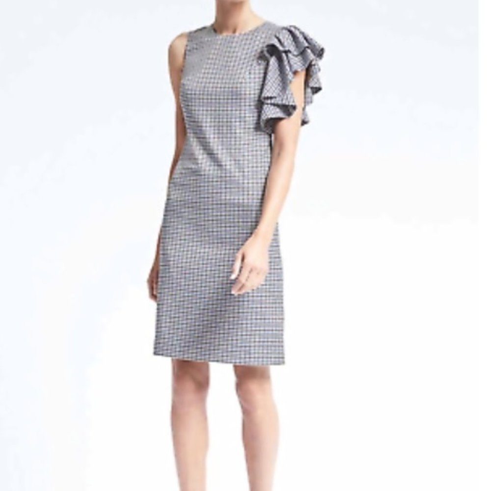 Banana Republic Ruffled-Shoulder Sheath Dress